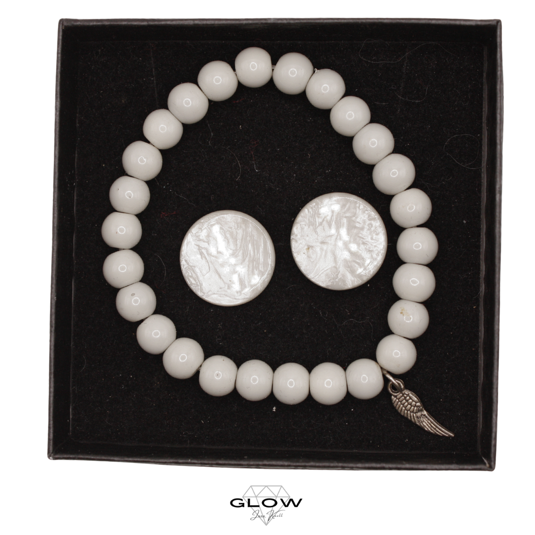 Schmuckset / Perlenarmband und Ohrstecker