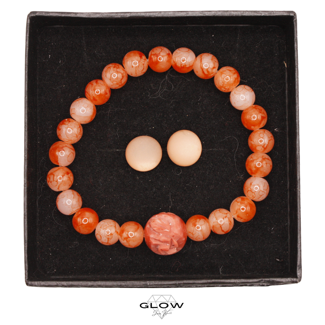 Schmuckset / Perlenarmband und Ohrstecker