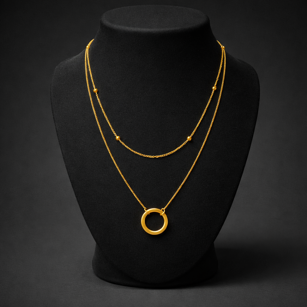 Layering-Halskette „Eternal Circles & Dots“ – 18k vergoldet