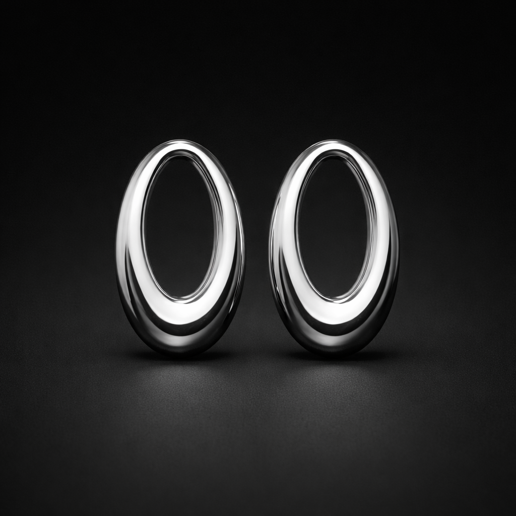 Pure Elegance hochglanzpolierte Oval-Ohrstecker