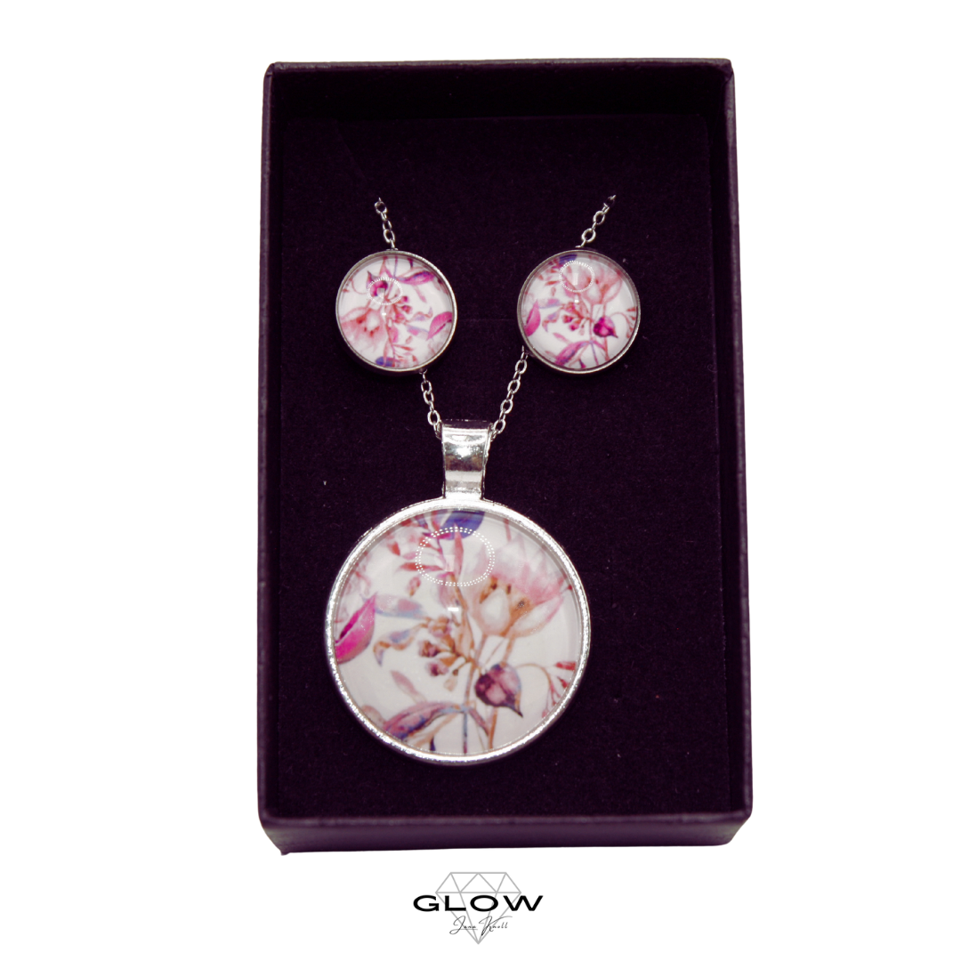 Schmuckset / Motivcabochon Kette und Ohrstecker