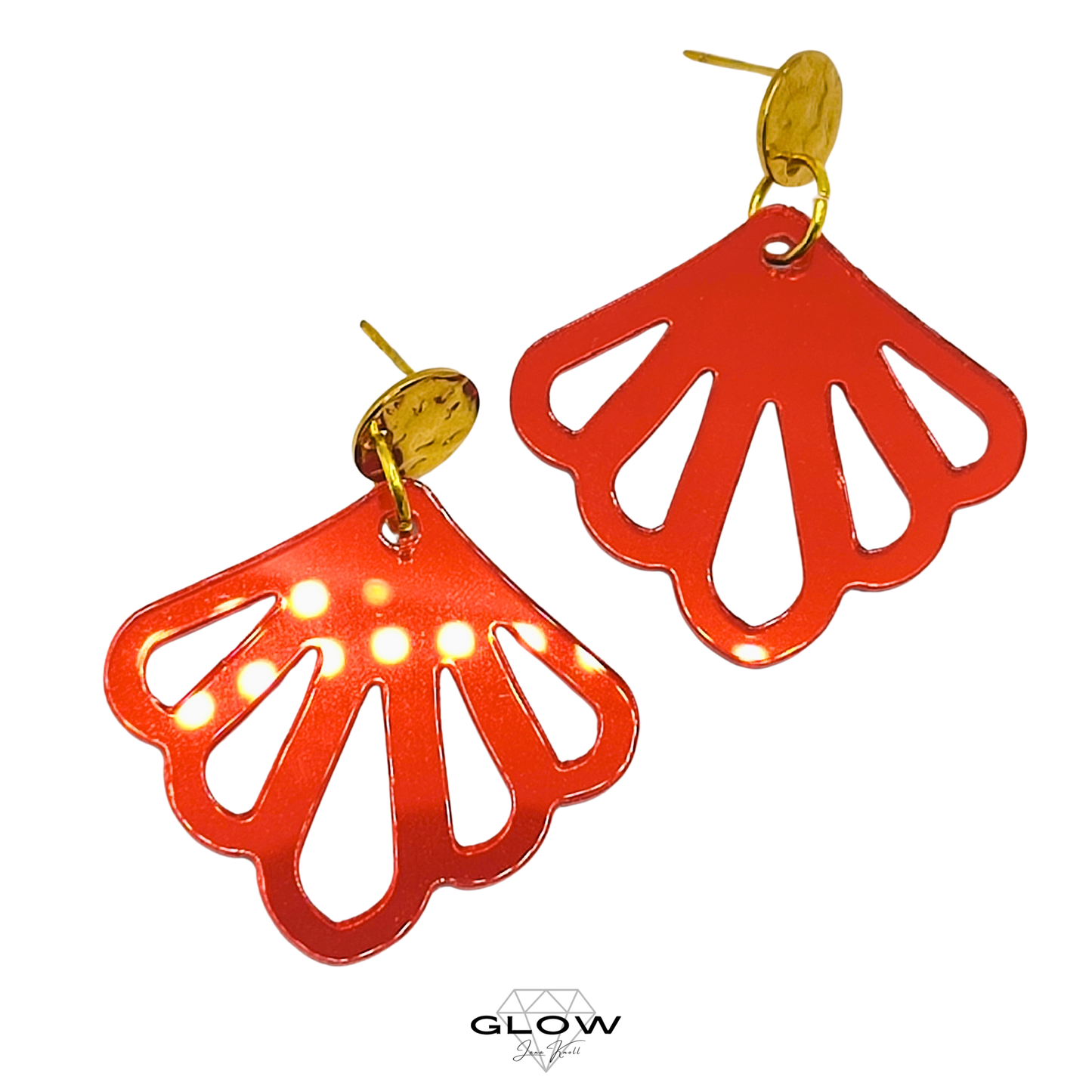 Rote Acryl-Ohrringe mit goldener Note