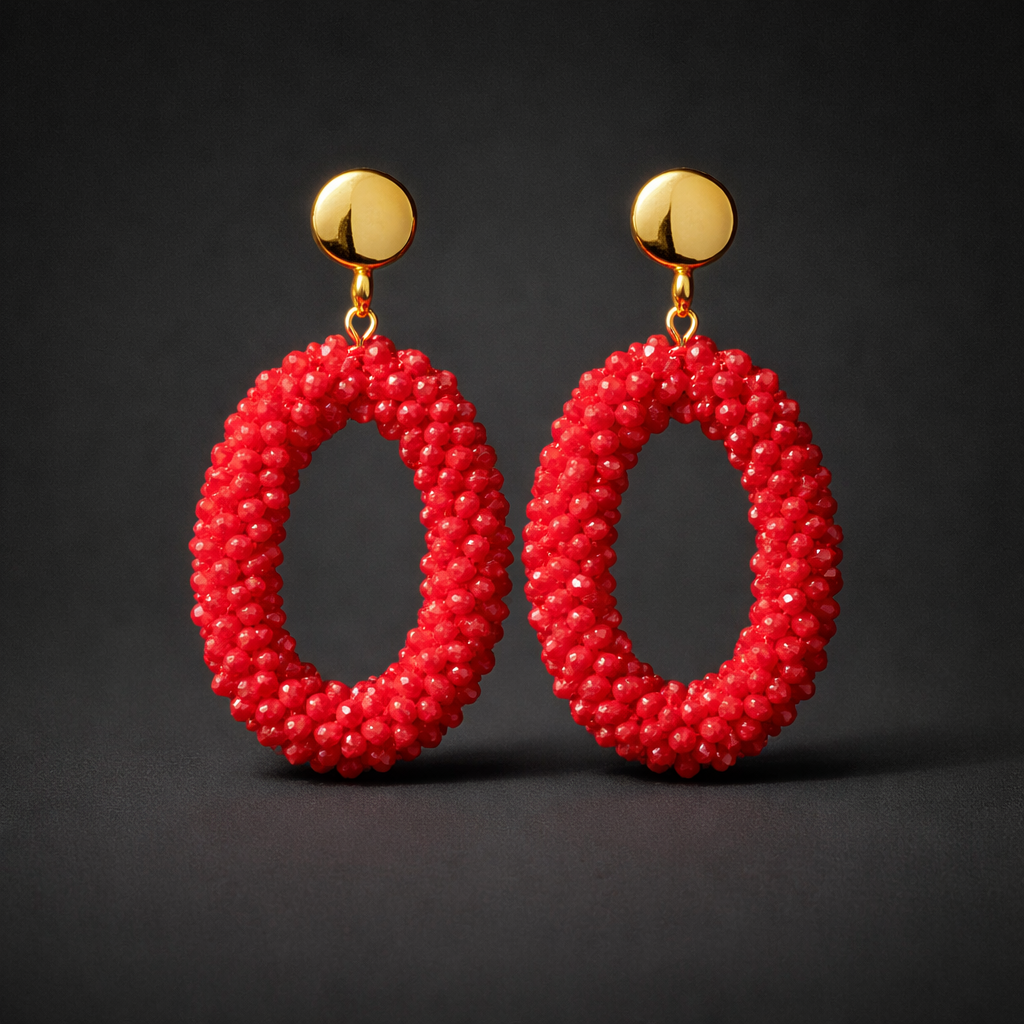 Ohrringe „Crimson Pearl Loop“
