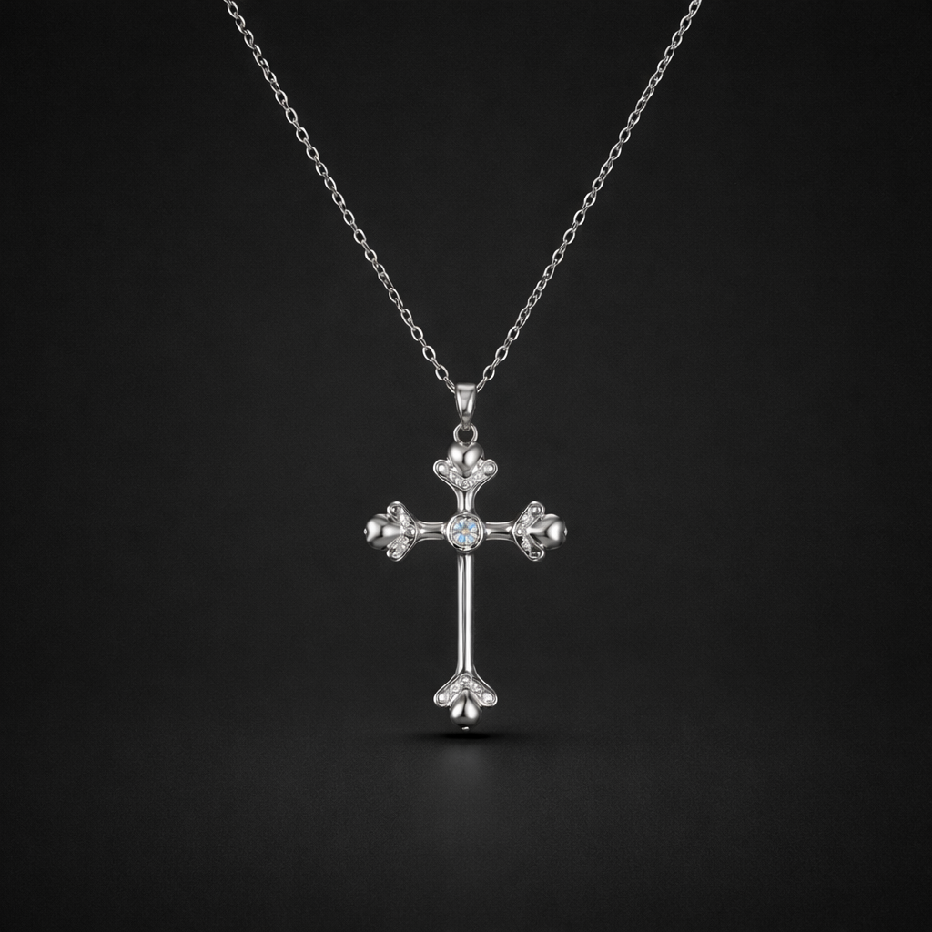 Edelstahl-Halskette mit filigranem Kreuz-Anhänger