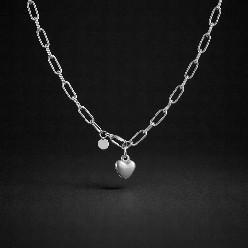 Paperclipkette "Heart & Charms"