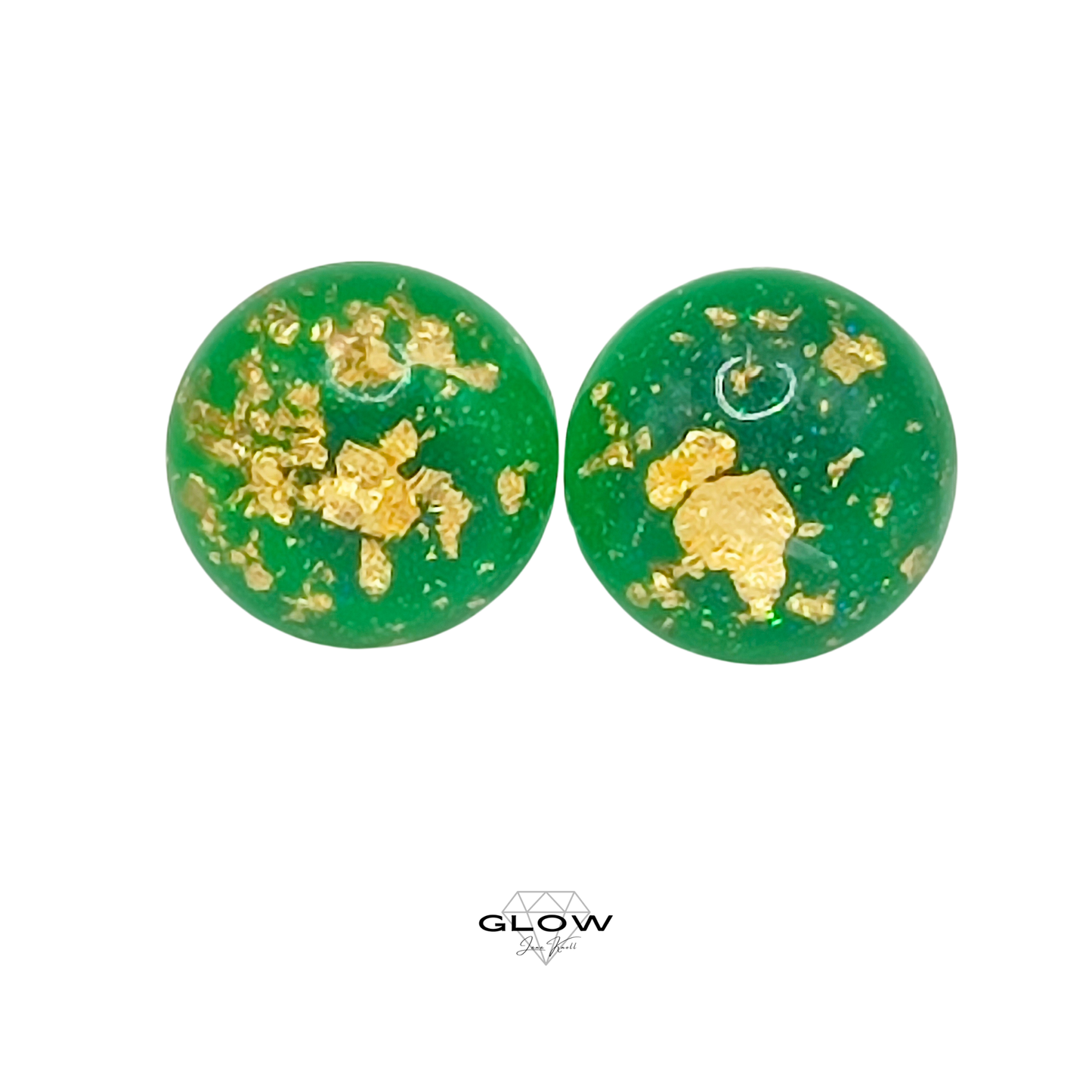 Kuppel-Ohrstecker mit Goldflitter