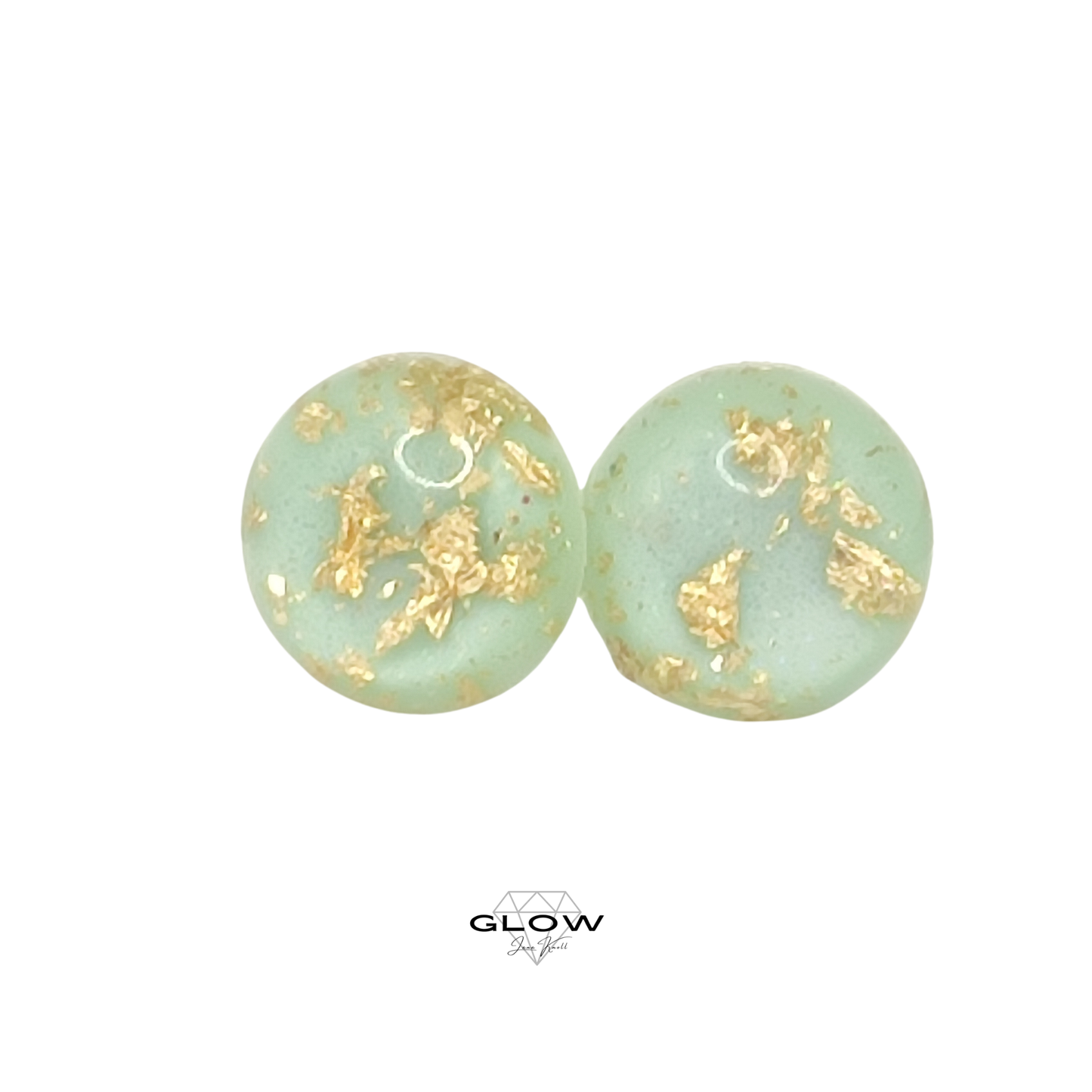 Kuppel-Ohrstecker mit Goldflitter