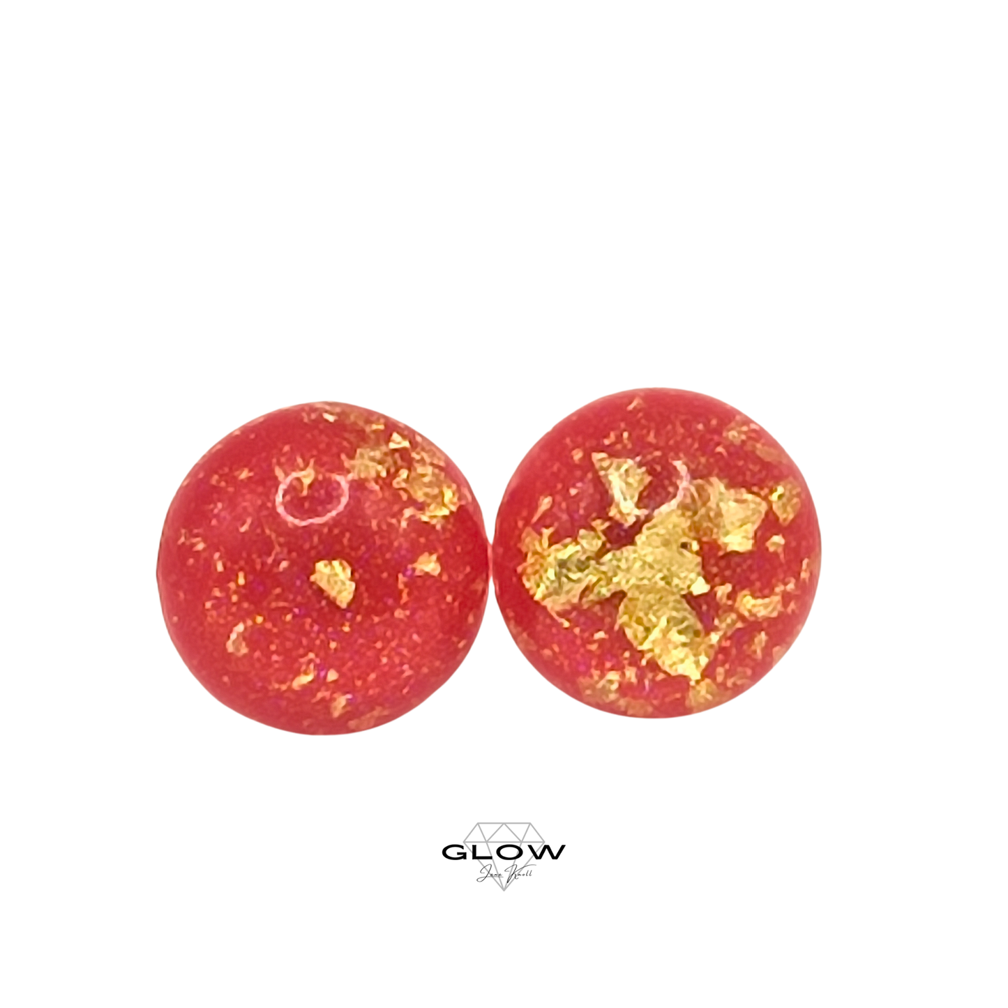 Kuppel-Ohrstecker mit Goldflitter