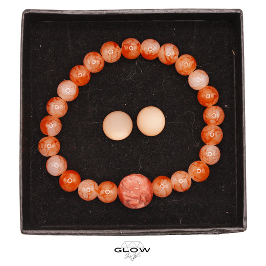 Schmuckset / Perlenarmband und Ohrstecker