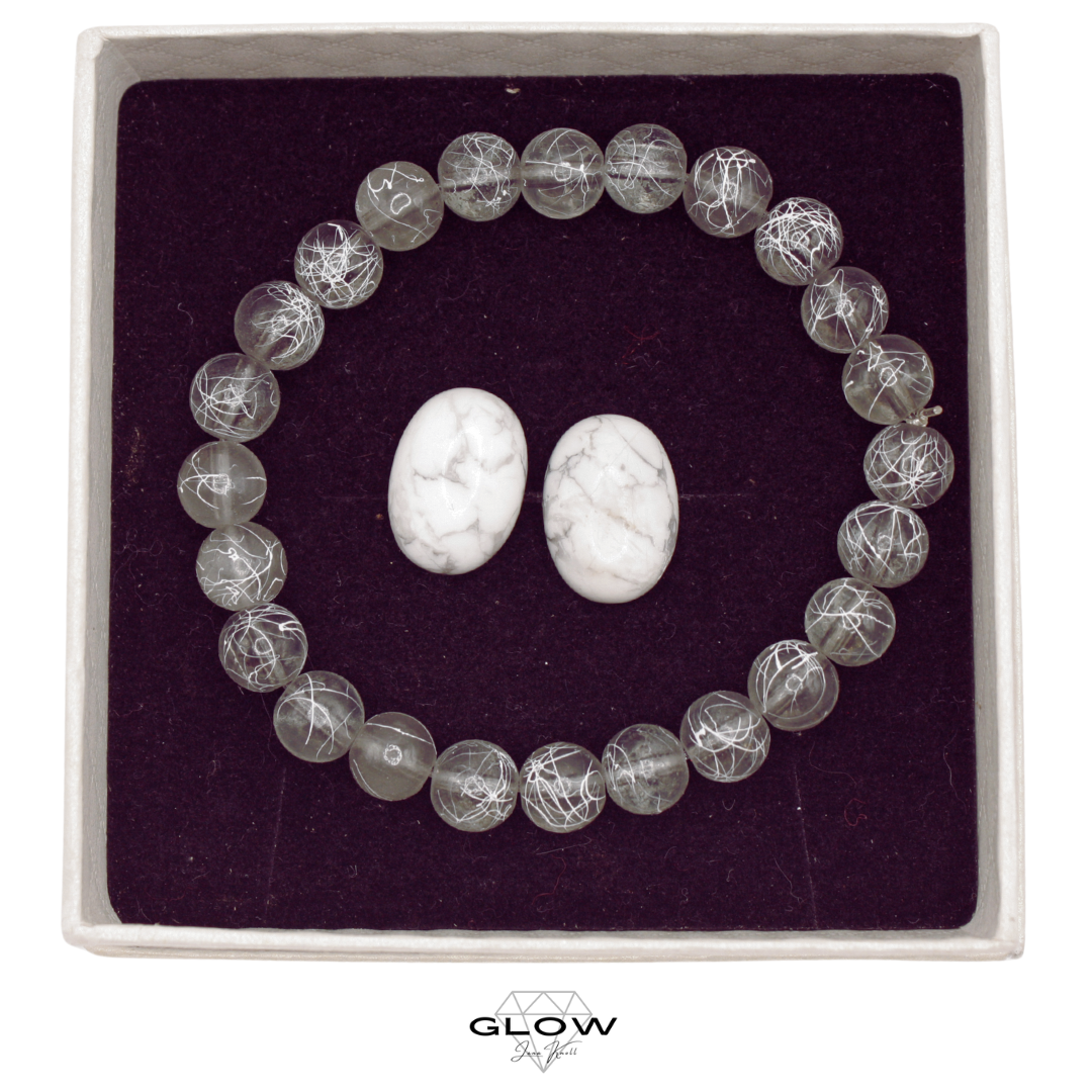 Schmuckset / Perlenarmband und Ohrstecker