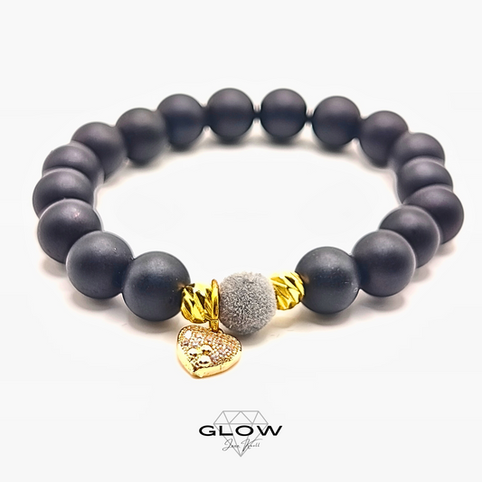 Perlenamband 18 Karat vergoldetes Herz Charm