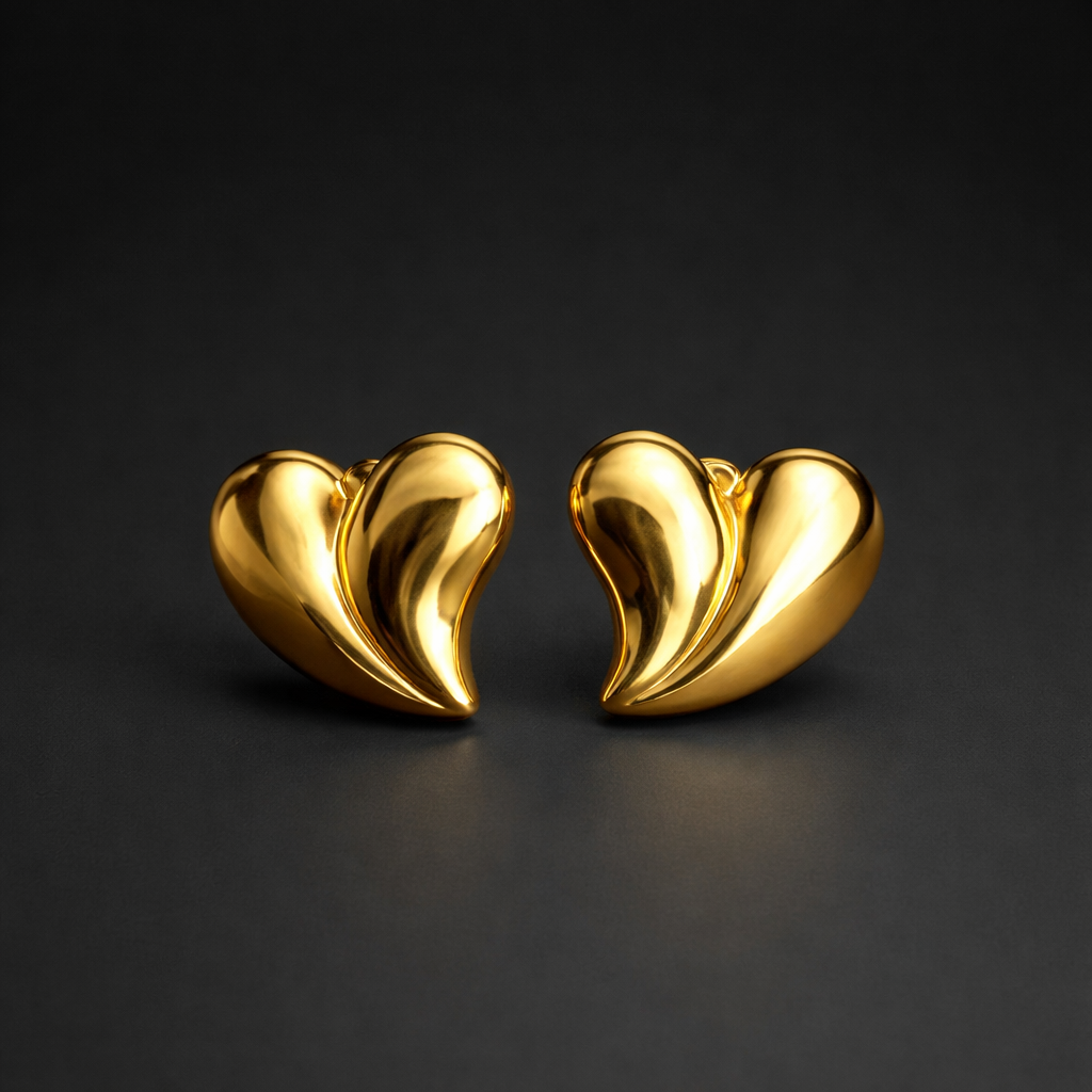 Chunky Herz-Ohrstecker – 18k vergoldeter Edelstahl