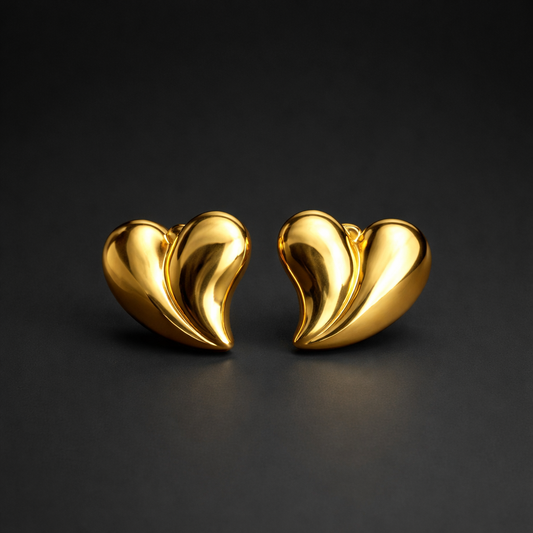 Chunky Herz-Ohrstecker – 18k vergoldeter Edelstahl