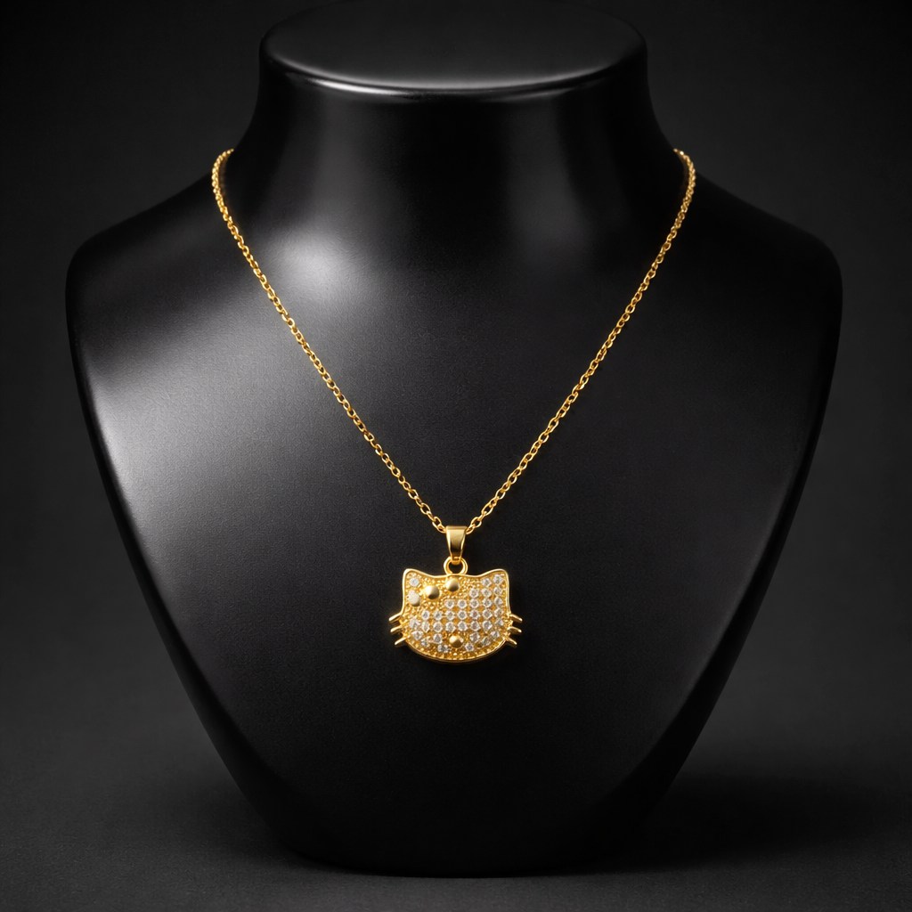 Halskette „Hello Kitty" – 18k vergoldeter Edelstahl