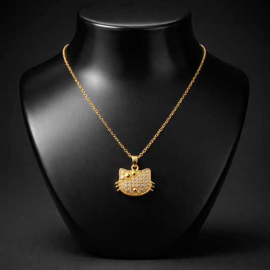 Halskette „Hello Kitty" – 18k vergoldeter Edelstahl