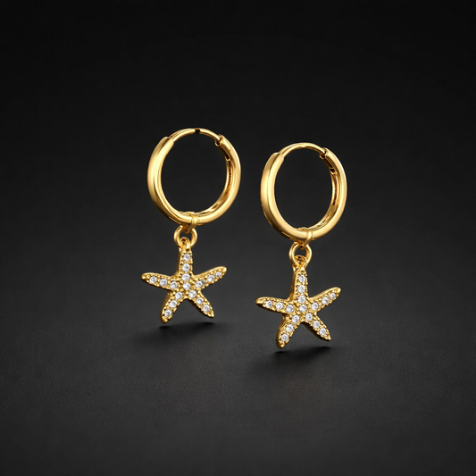 Sparkling Starfish Creolen – 18k vergoldeter Edelstahl