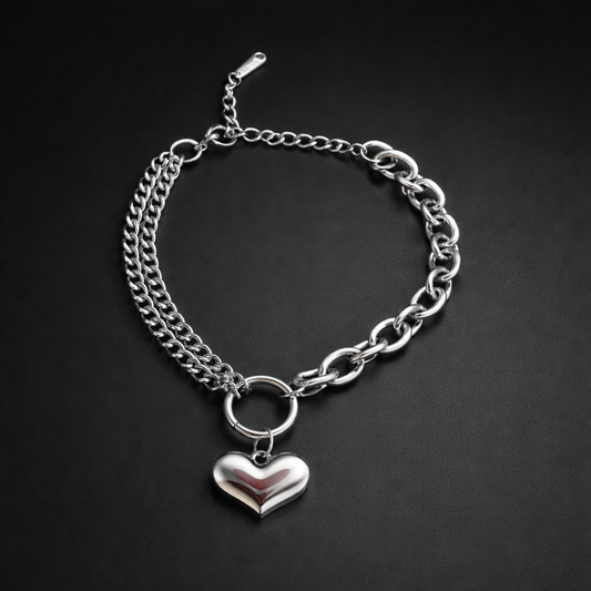 Doppelketten-Armband mit Herzanhänger