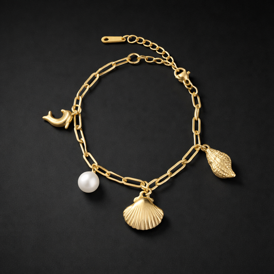 maritimes Charm-Armband– 18k vergoldeter Edelstahl