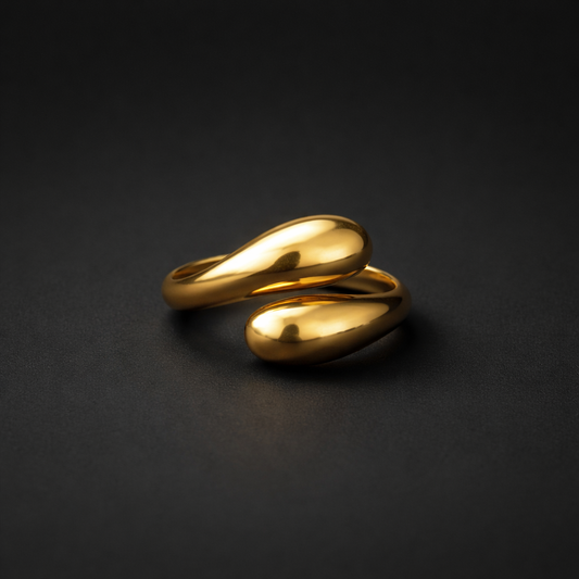 Double Drop Ring– 18k vergoldeter Edelstahl