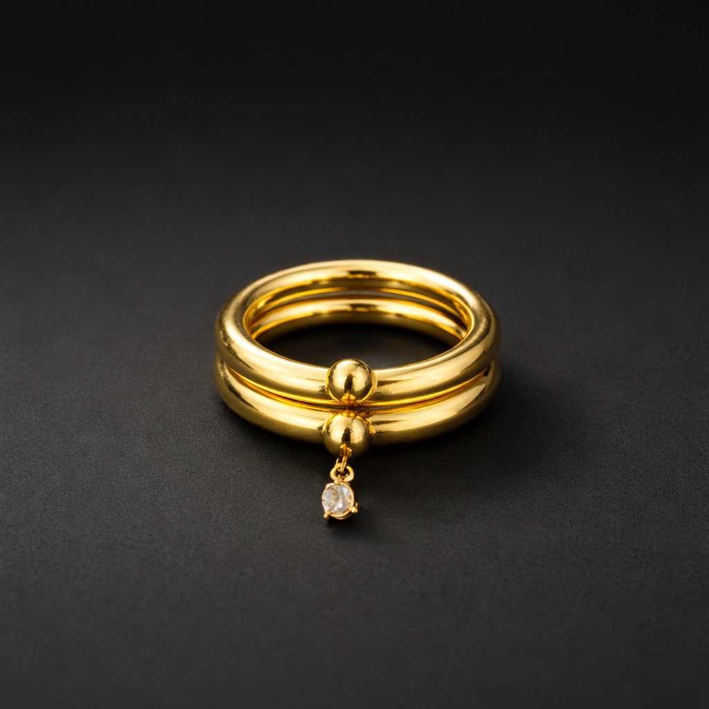 Doppelring – 18k vergoldeter Edelstahl