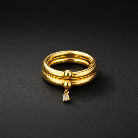 Doppelring – 18k vergoldeter Edelstahl