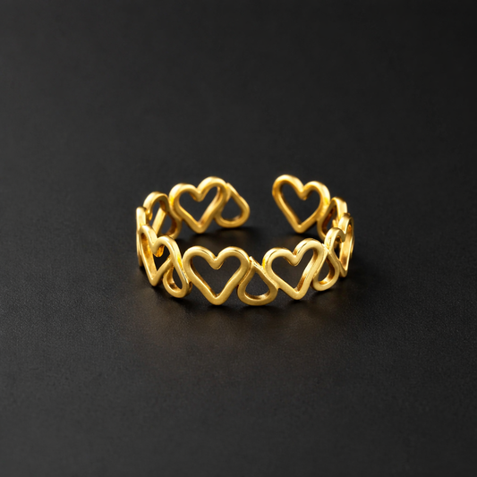 Herzketten-Ring – 18k vergoldeter Edelstahl