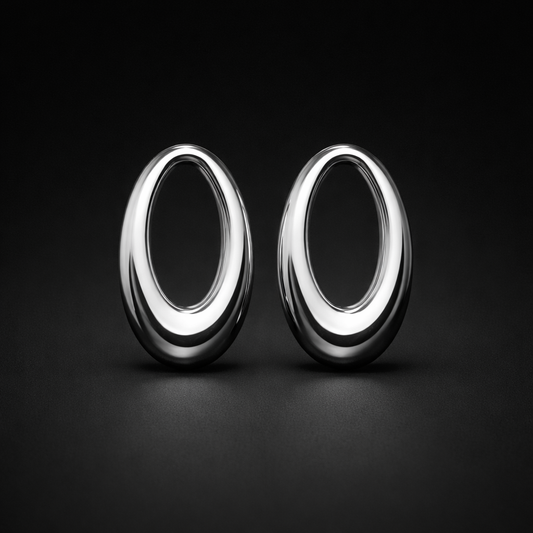 Pure Elegance hochglanzpolierte Oval-Ohrstecker