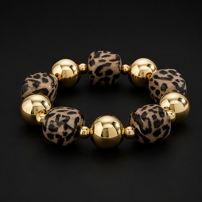 Statement Perlenarmband "Gold Leo"