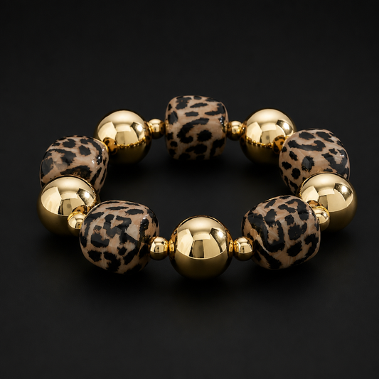 Statement Perlenarmband "Gold Leo"