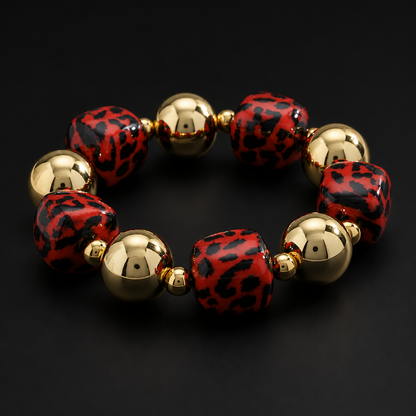 Statement Perlenarmband "Gold Leo"