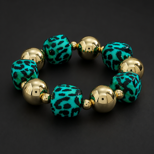 Statement Perlenarmband "Gold Leo"