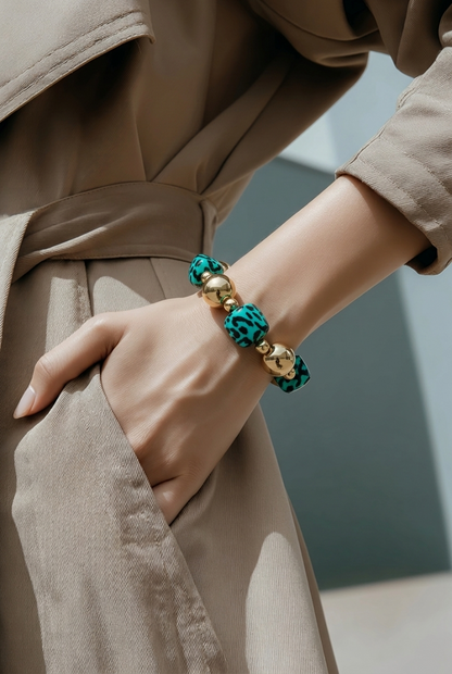 Statement Perlenarmband "Gold Leo"