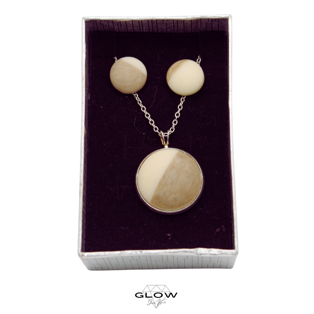 Schmuckset / Motivcabochon Kette und Ohrstecker