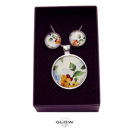 Schmuckset / Motivcabochon Kette und Ohrstecker