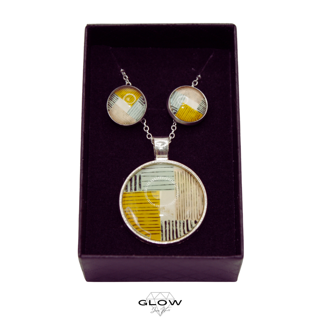 Schmuckset / Motivcabochon Kette und Ohrstecker