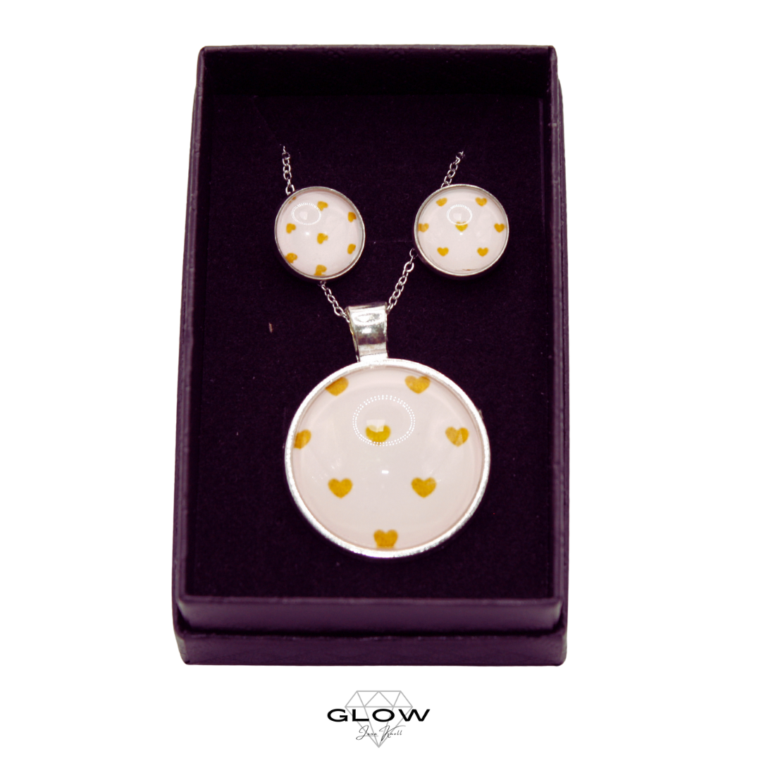 Schmuckset / Motivcabochon Kette und Ohrstecker