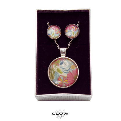 Schmuckset / Motivcabochon Kette und Ohrstecker