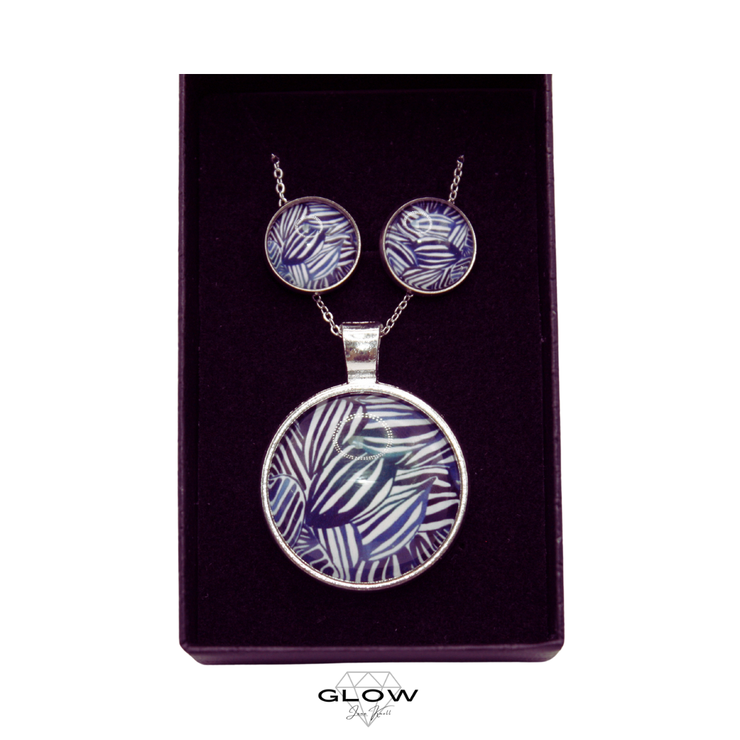 Schmuckset / Motivcabochon Kette und Ohrstecker