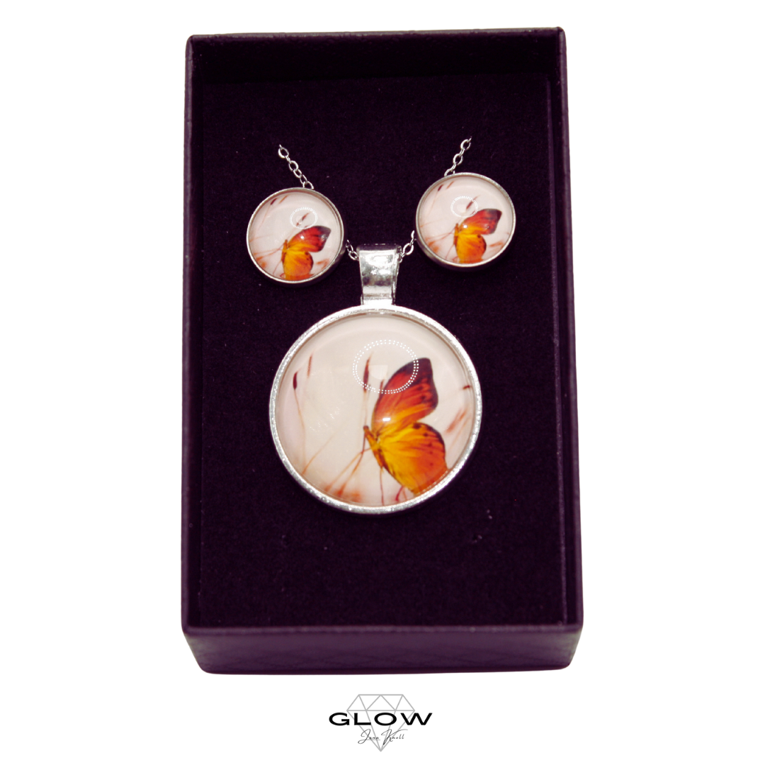 Schmuckset / Motivcabochon Kette und Ohrstecker