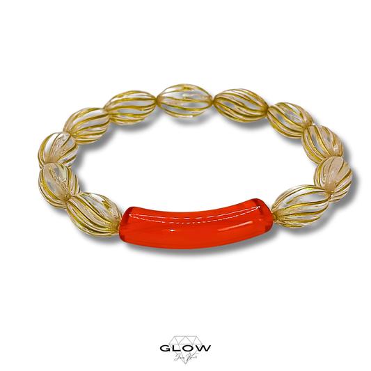 Rotes Perlenarmband mit Tube- und Ovalperlen