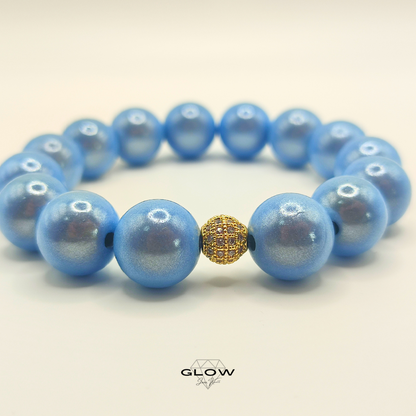 Statement-Armband "Blue" mit schillernden 14mm Miracle Beads