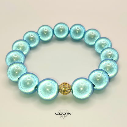 Statement-Armband "Blue" mit schillernden 14mm Miracle Beads