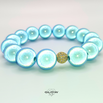 Statement-Armband "Blue" mit schillernden 14mm Miracle Beads