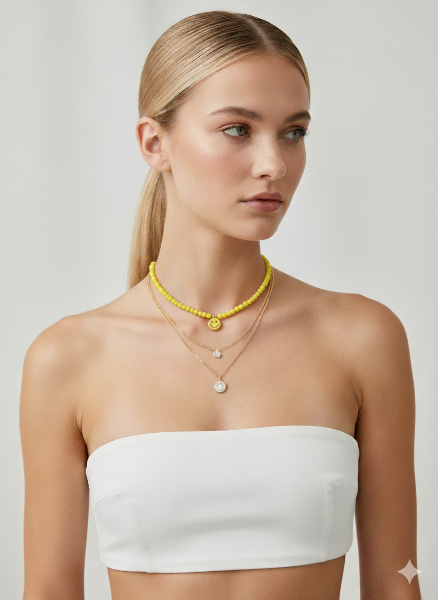 Perlenkette aus Naturstein mit Charm