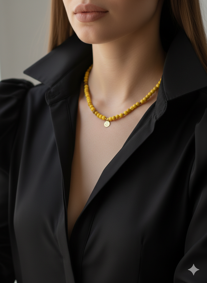 Perlenkette aus Naturstein mit Charm