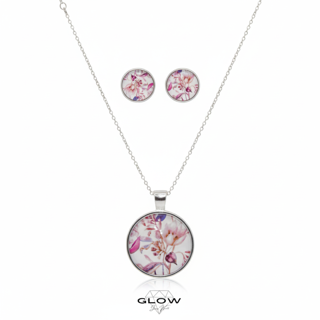 Schmuckset / Motivcabochon Kette und Ohrstecker