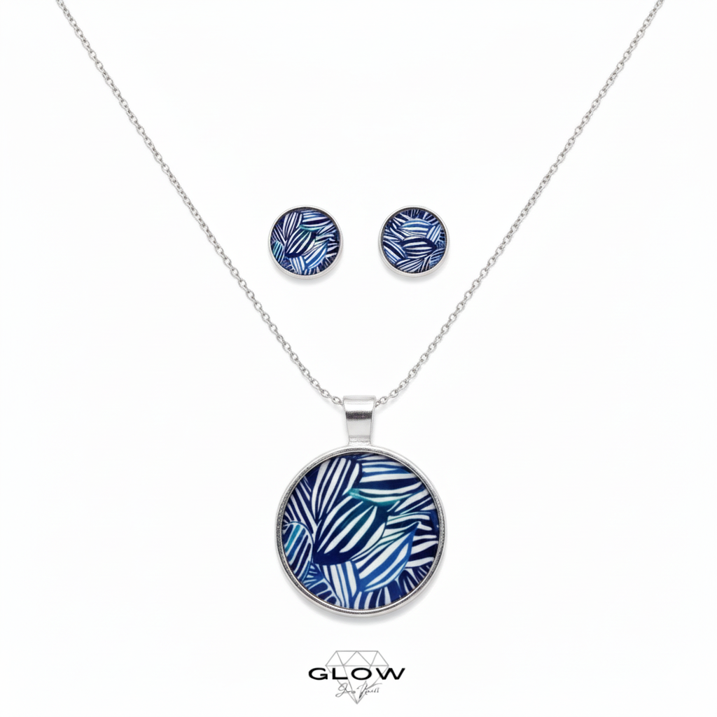 Schmuckset / Motivcabochon Kette und Ohrstecker