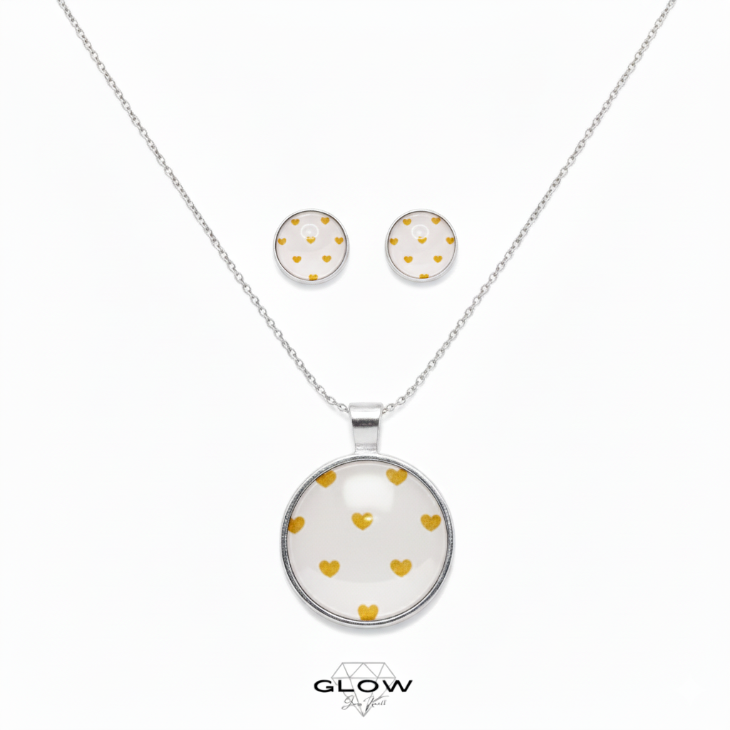 Schmuckset / Motivcabochon Kette und Ohrstecker