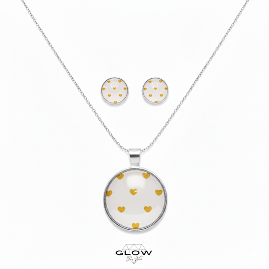 Schmuckset / Motivcabochon Kette und Ohrstecker