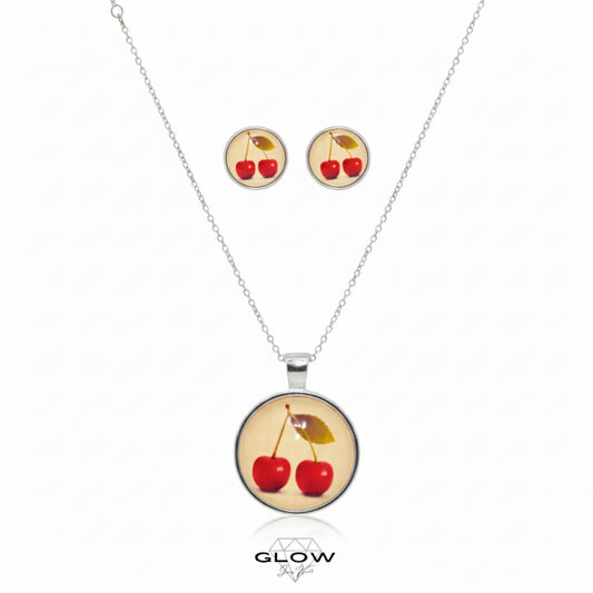 Schmuckset / Motivcabochon Kette und Ohrstecker